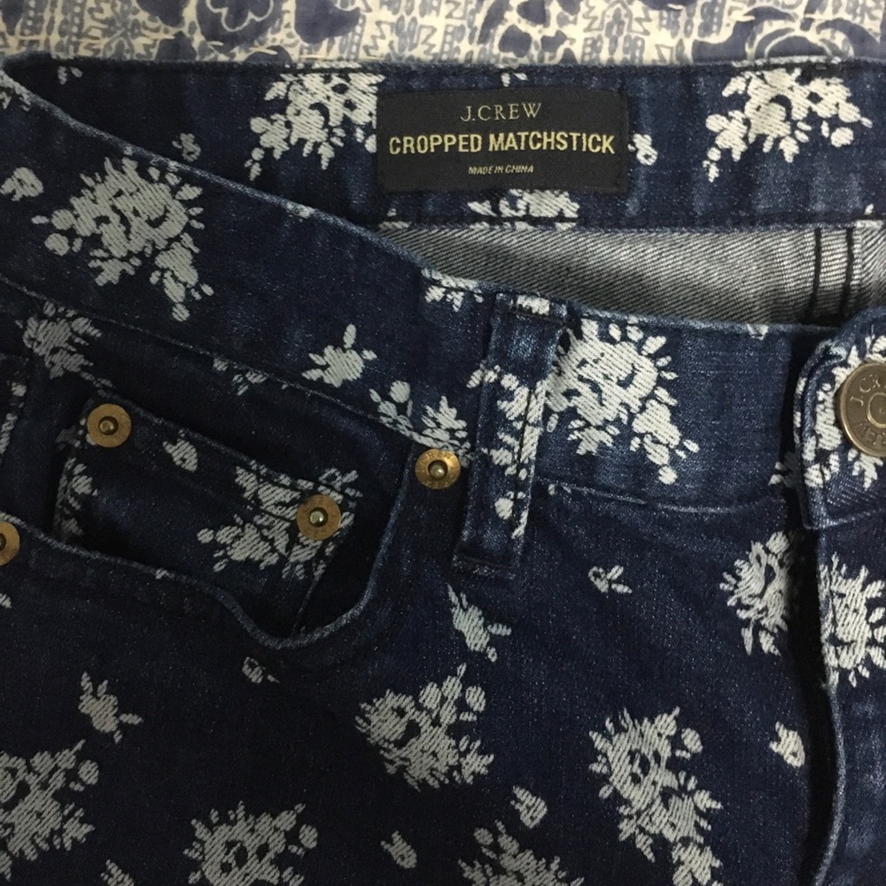 J.Crew  Matchstick Floral print jeans. Sz 27 VGUC